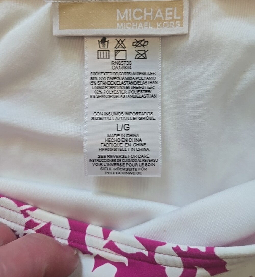 MICHAEL Michael Kors Pink & White Floral Bikini Bottoms NWT Size Large - Picture 3 of 5